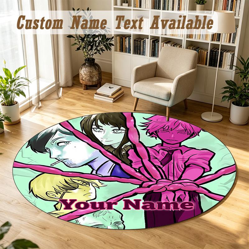 Round Rug Custom NameChainsaw Man Pattern Non Slip Carpet Home Floor Decor