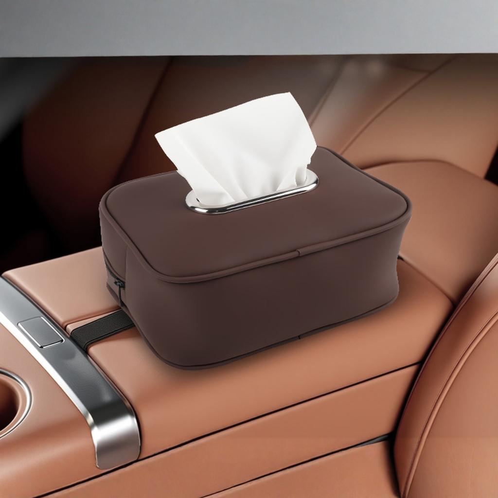 Leather Car Tissue Box Hanging for Armrest Sun Visor Seat Back