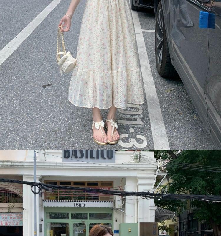 Women's Summer 2024 Embroidered Ruffle Waist-Hugging Petite Dress