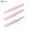 DUcare 3 Stück Haarentfernungspinzette, Edelstahl-Augenbrauenpinzette, rosa, schräg, schwarze Spitze, Spitze, Gesicht, harmloses Make-up-Schönheitswerkzeug