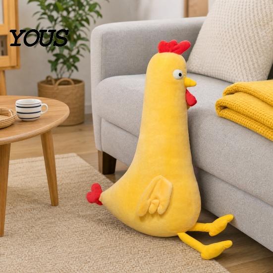 Durable Soft Toy Chicken Chick Plush Pillow, Long Body Stuffed Animal for Sleeping, Kids Cuddly Doll Pillow Adults, Removable Hugging Bed