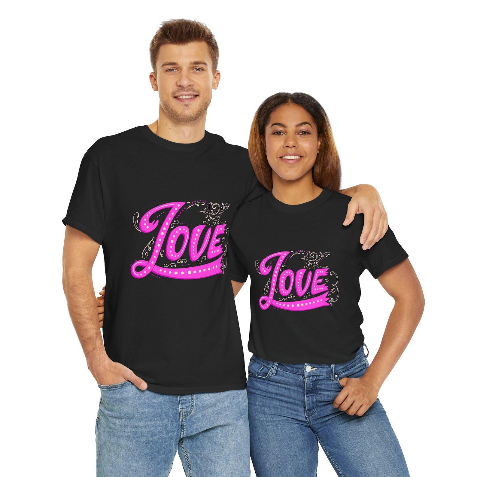 Valentine Love Graphic Tee, Romantic Couples T-Shirt XL