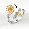 Sunflower Stress Relief Spinner Ring Adjustable Open Ring Anxiety Relief Fidget Toy Unisex Fashion Jewelry
