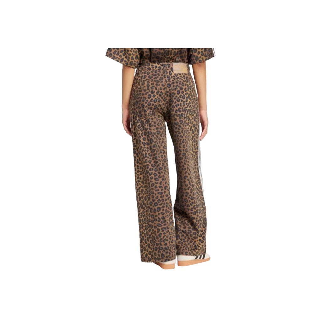 adidas Originals Serie Sportiva Classica Logo del Marchio Stampa Leopardo Pantaloni Casual Larghi Comodi Donna Pantaloni Neri Rock-Layer-Bronze KA2680