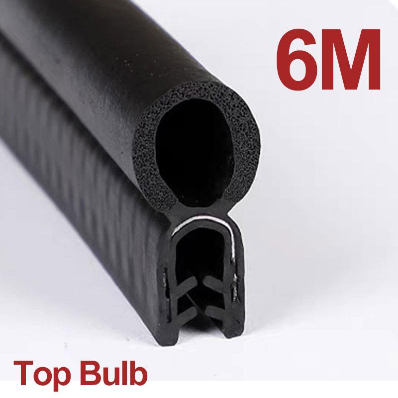 Rubber Seal Strip Car Door 6M Soundproof Sealing Strips with Side/Top PVC Bulb for Car Door Boat Home Sealants Kit