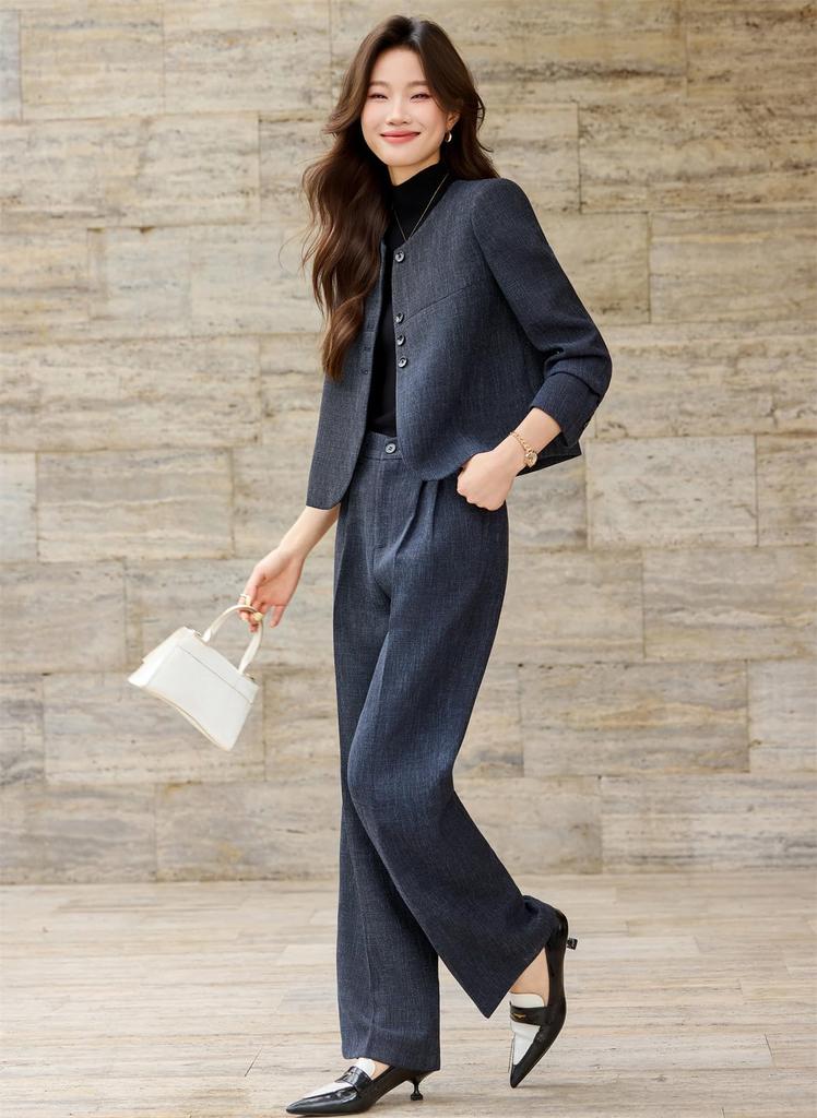 Recruitment Suit Jacket and Plus Sizes Suitable for Perfect for Entrance Graduation [KOSIKINI] Women's Set Trousers, 2-Piece Set. Stylish, Simple,
