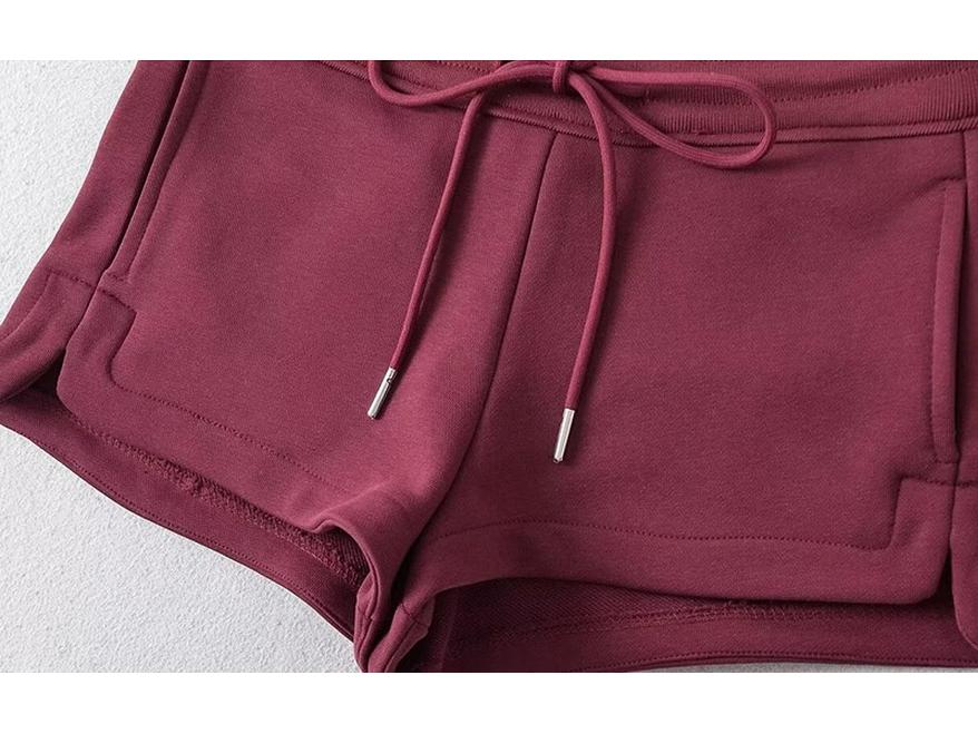Shorts de Outono de Cintura Alta Estilo Street com Fenda e Cordão