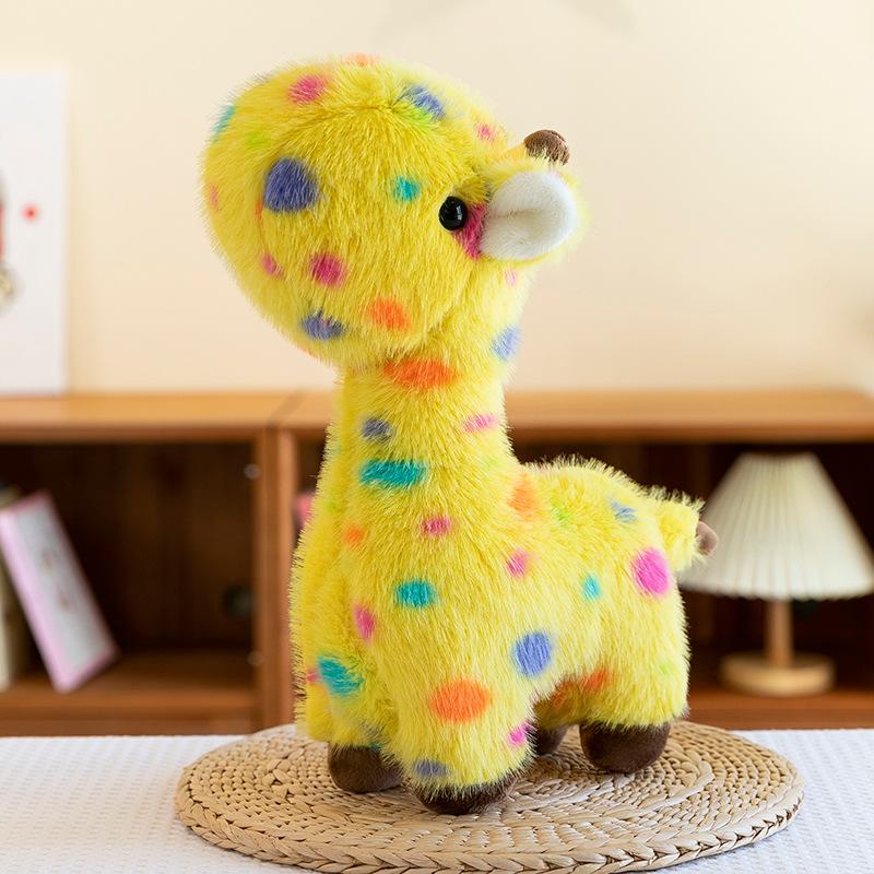 

Dot Colorful Polka Deer Plush Toy Cute Cartoon Girl Holiday Gift Throw Pillow Yellow,35cm/13.78in