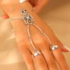 Gothic Alloy Skull Bangle, Vintage Dark Punk Style Bracelet, Fashion Statement Wrist Ornament for Male and Female
