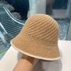 Women's Summer Hollowed-Out Fisherman Hat Contrast Trim Bucket Hat Versatile Face-Flattering No-Makeup Sun Hat