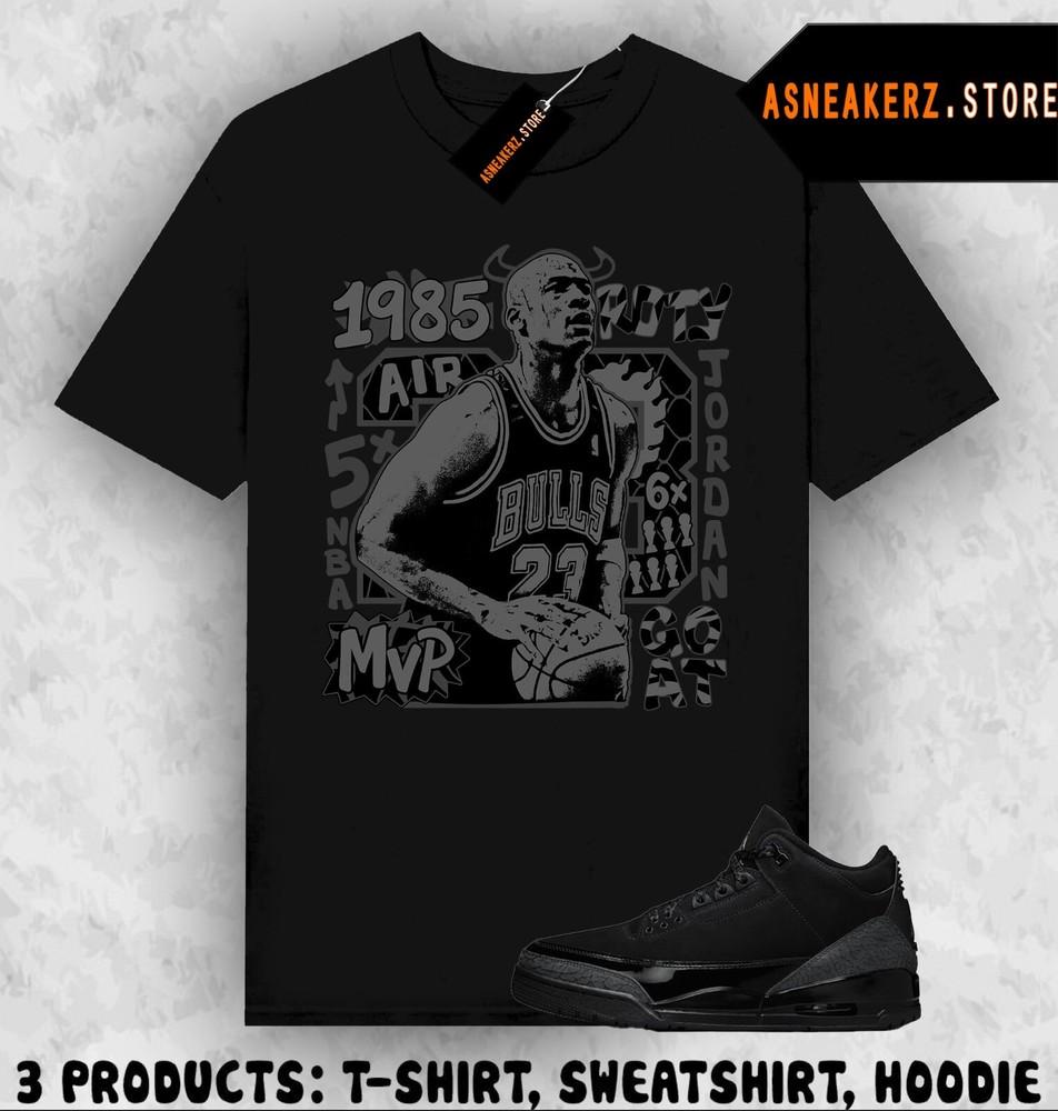 Tee Shirt Matching AJ 3 Black Cat To Match Sneaker Vintage Bulls MJ 23 T-Shirt Unisex T-Shirt M
