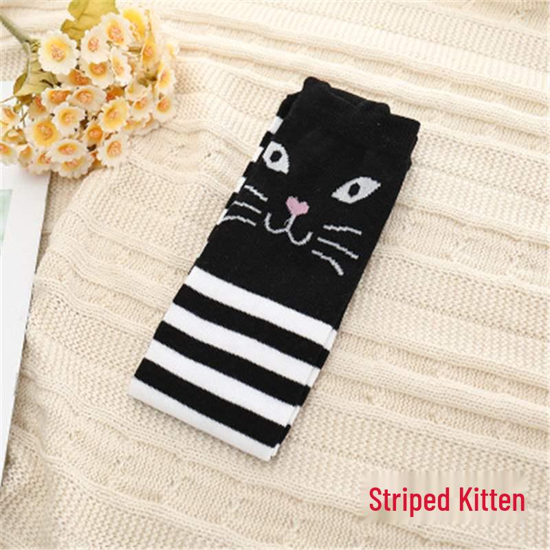 3D Kreslené Ponožky ze 100% Bavlny Středně Dlouhé a Podkolenky pro Dívky - Roztomilé Jarní/Podzimní Nošení