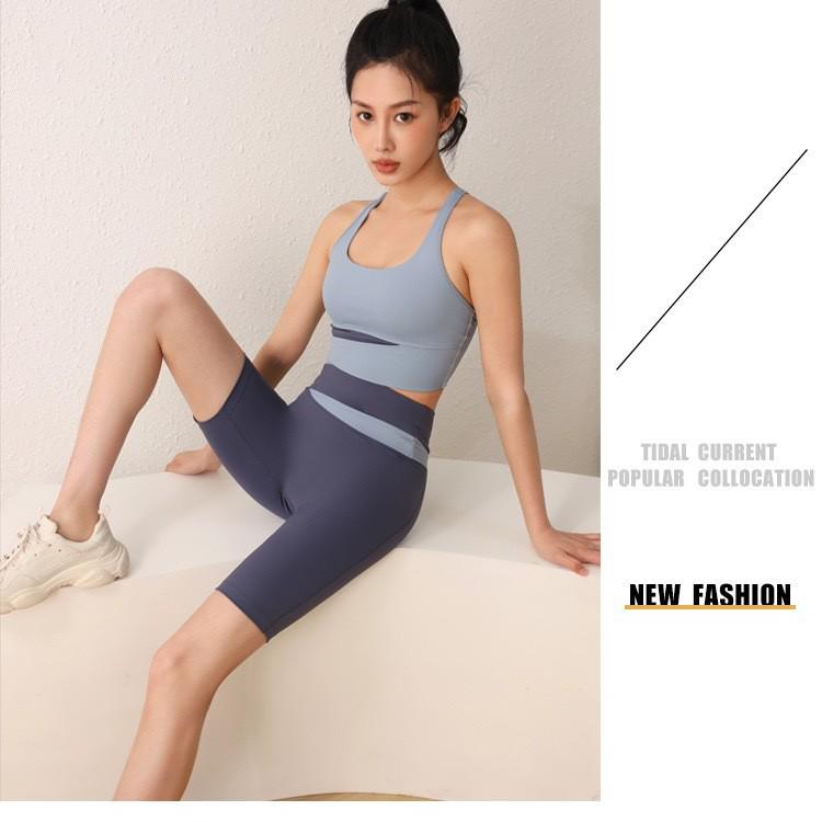 

E-girl Colorblock High Waist Sports Leggings & Shockproof Sports Bra Set XL (60-65 kg)