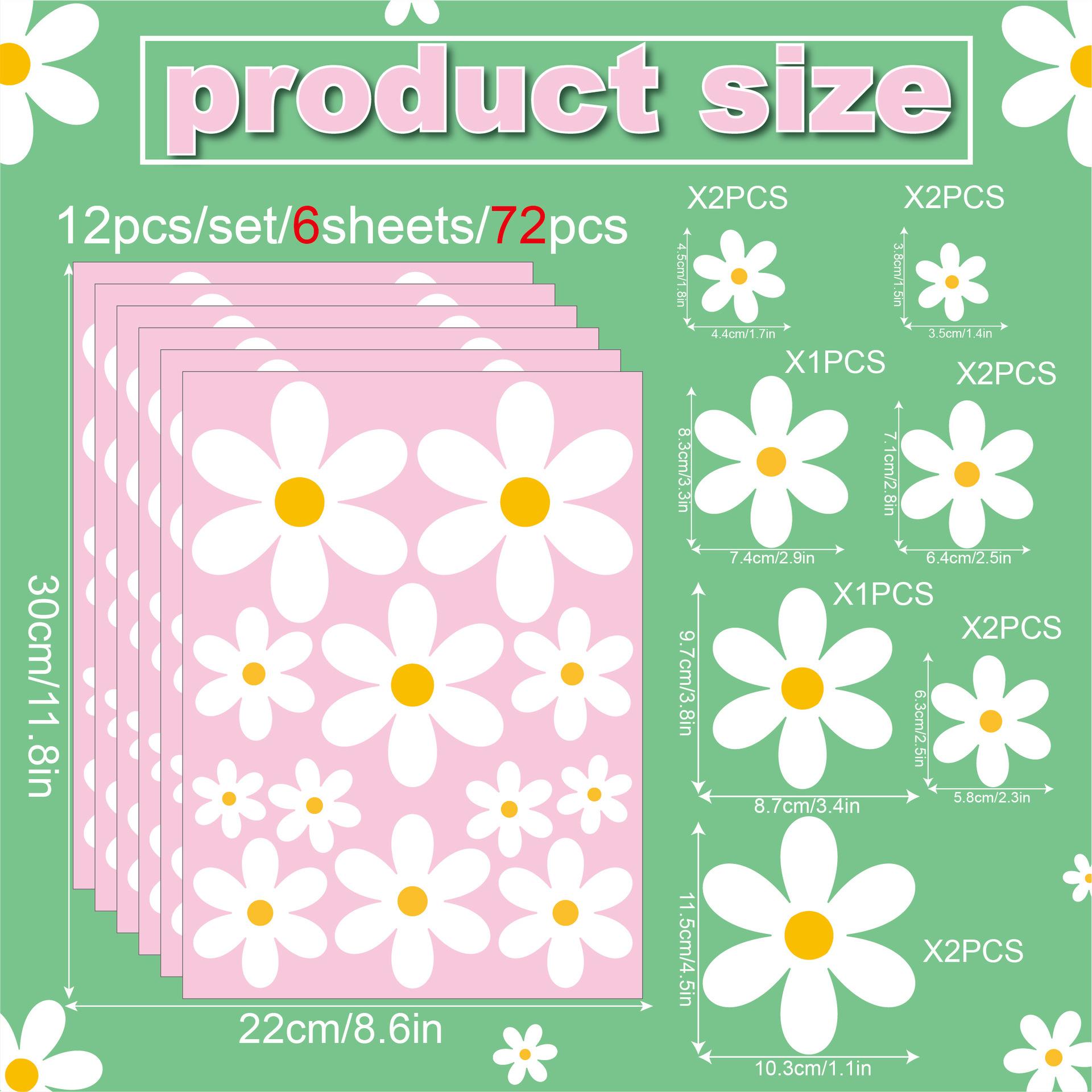 

White Daisy Flower Window Sticker Spring Home Living Room Glass Window Door Decoration Waterproof Electrostatic Glass Sticker Quality