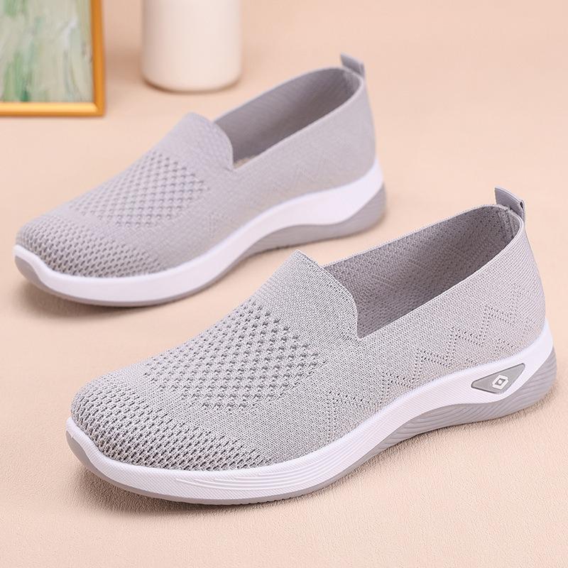 Damskie oddychające dzianinowe buty wsuwane do chodzenia, lekkie, codzienne, wygodne mokasyny