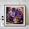 New Arrival 5D DIY Full Circle Diamond Painting "Teacup Purple Flower" Embroidery Cross Stitch Home Decor Gift