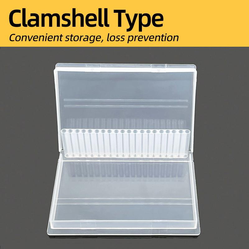 Mini Transparent Plastic Tool Storage Container 20-Hole Parts Box for Rotary File Milling Cutter Nail Tool Polishing Organization