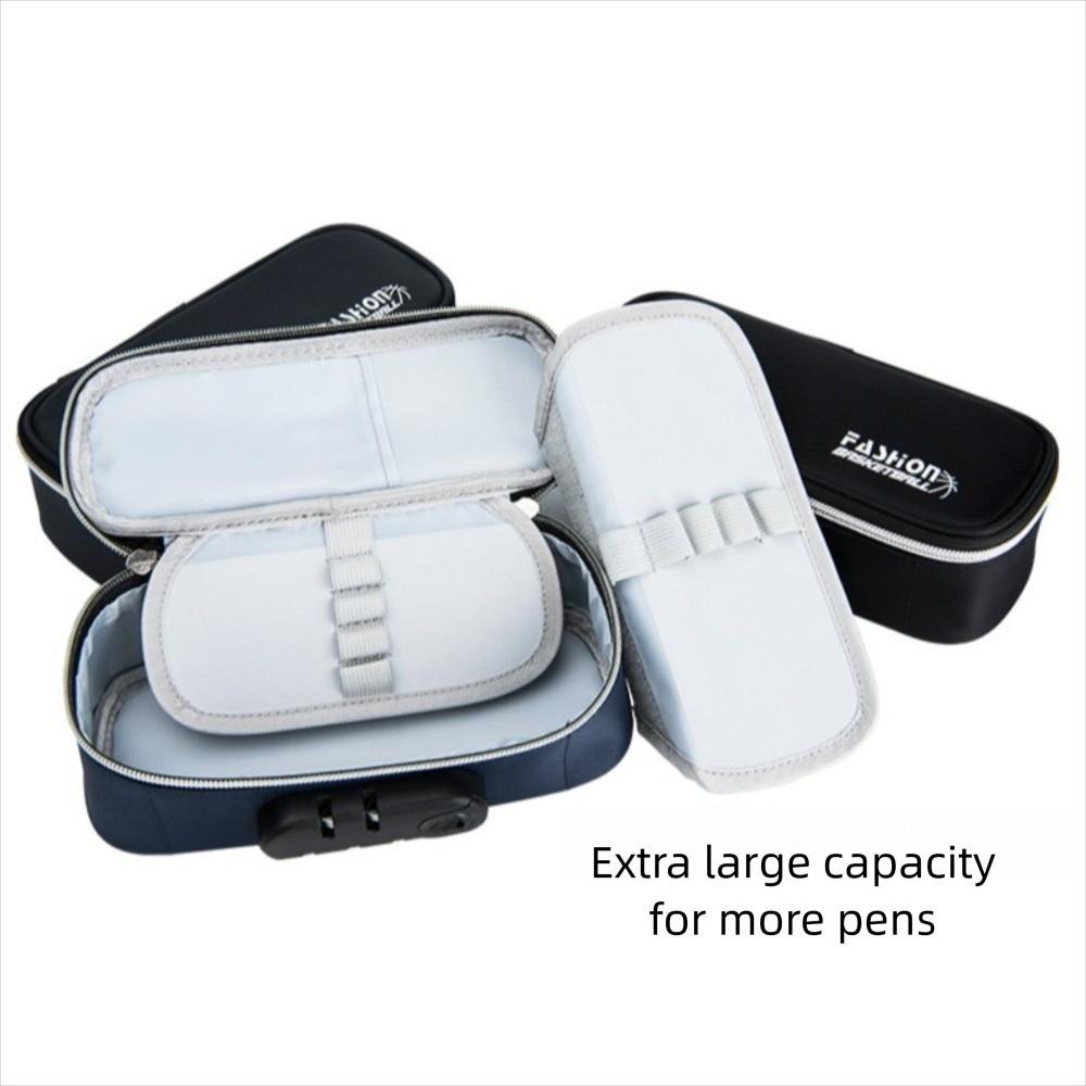 Canvas Password Lock Pen Box 4 Layers Portable Organizer Box Large-Capacity Pencil Case  Boy