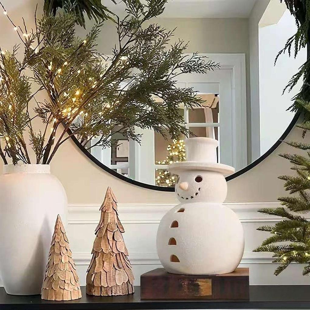 2025 Schneemann-Figuren Kreativität und schlichte Handwerkskunst für ein gemütliches Zuhause Schlichtheit Harz Weihnachts-Kerzenhalter