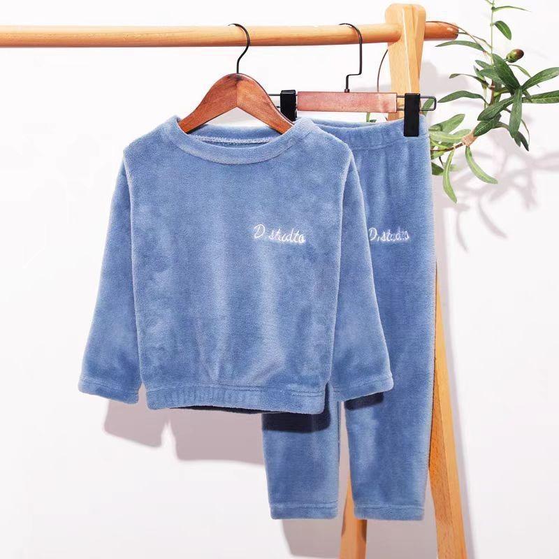 Pigiama a pullover in flanella e pile per bambini, caldo in velluto corallo per ragazzi e ragazze, abbigliamento da casa per autunno e inverno per bambini più grandi