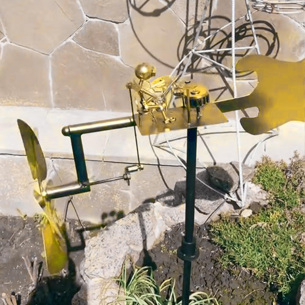 Metal Wind Spinner Metal Drummer Windmill Statue Decorative Wind Power Rock Art Statue for Garden Yard Patio Lawn Porch Backyard