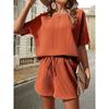 round Neck T-shirt Loose Shorts Set Pure Color Crew Neck T-shirt Loose Shorts Suit