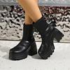 Large Size Thin Thick-soled Muffin Fashion Boots Winter Thick Heel Medium Heel Short Boots Women's European and American Thin Boots