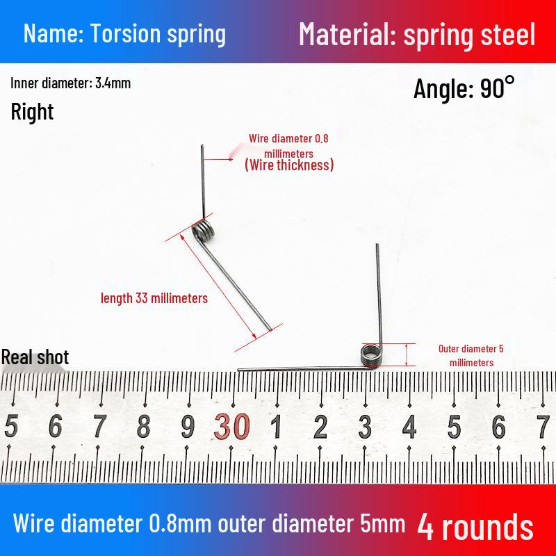 Torsion Spring Steel 0.3-3.0 for 90/180° Clip Trash Can