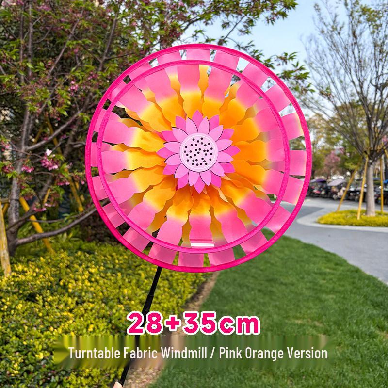 Double-Layer Fabric Windmill Toy - Round Plate Design for Kids, Perfect for Festivals and Outdoor Fun.