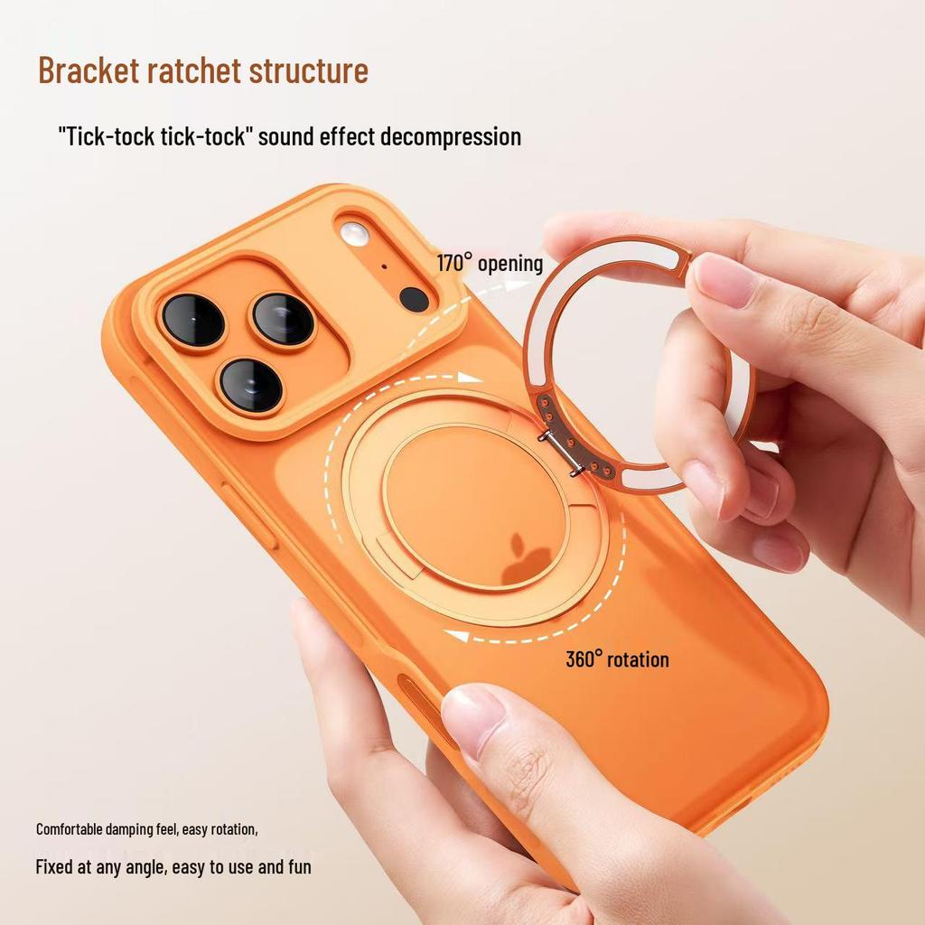iPhone 17 Pro Magnetic Skin-Feel Case with Rotating Stand & Anti-Drop Protection (Compatible with Apple 16/15 Pro)