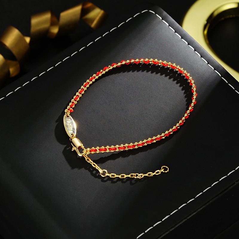 Adjustable Red String Bracelet Men Women Copper Plated Minimalist Ethnic Style Couple Jewelry