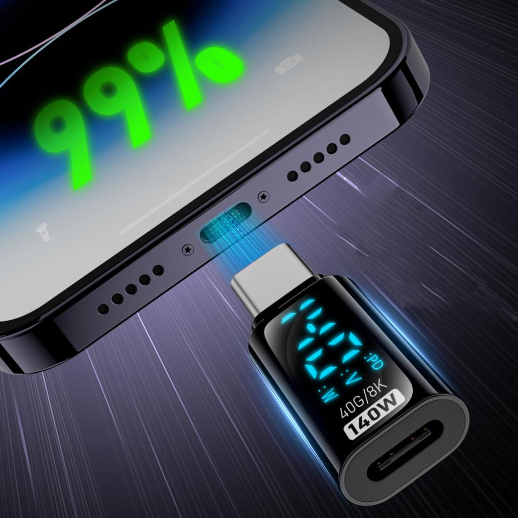 LED Display USB C Extenders Adapter 140W Fast Charging 40Gbps Data Transfer Support for Smartphones Tablets Laptops