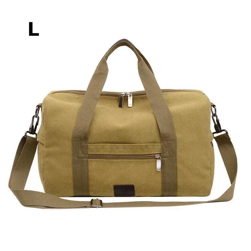 Men Large Capacity Canvas Baglarge Gym Sports Bag Cabin Holdall Duffle Shoulder Travel Weekend Bag Short-Distance Travel Package