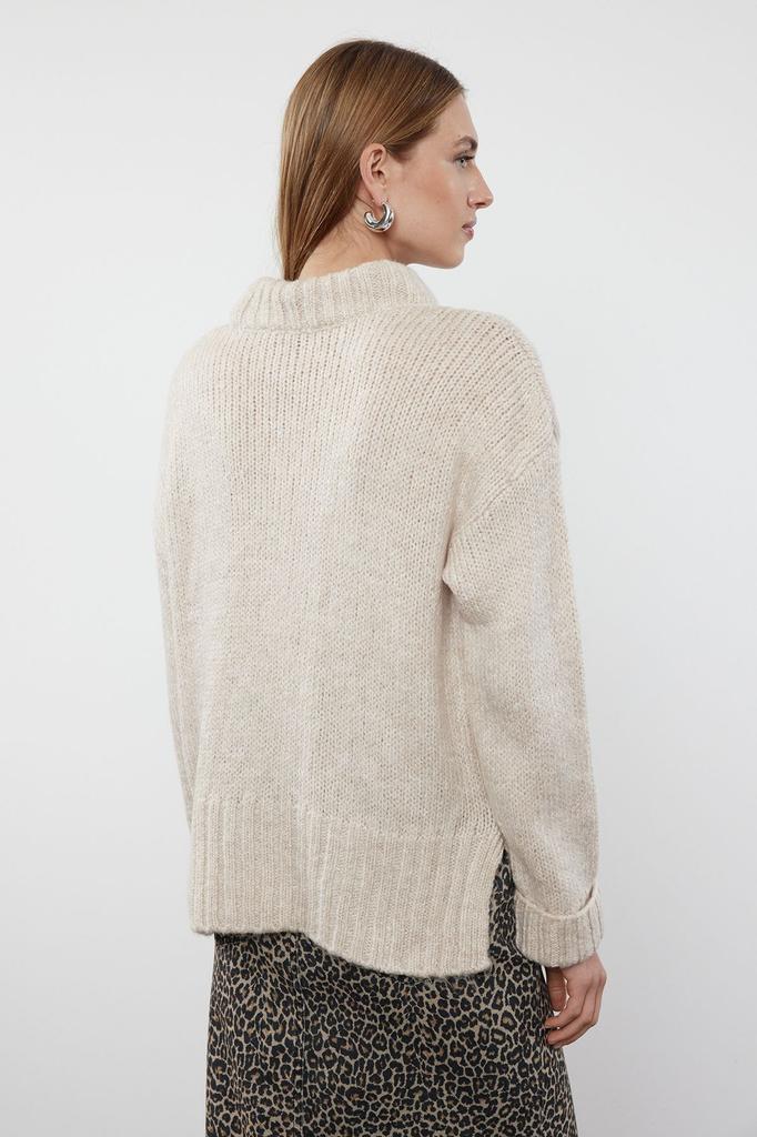 Women's Fashionable Stylish Sweater Stone Soft Textured Crew Neck Knitwear Sweater