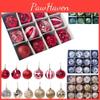 Festive 12/24pcs Christmas Tree Baubles Glitter Ornaments For Christmas Decor