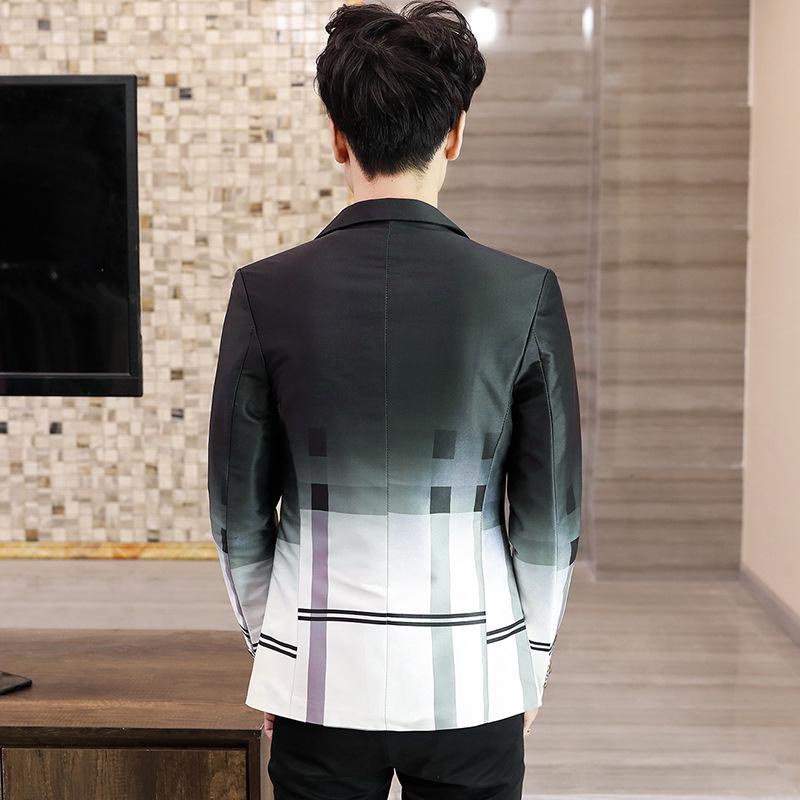 Men's Slim Fit Gradient Plaid Blazer - Spring 2021 Trendy White Jacket