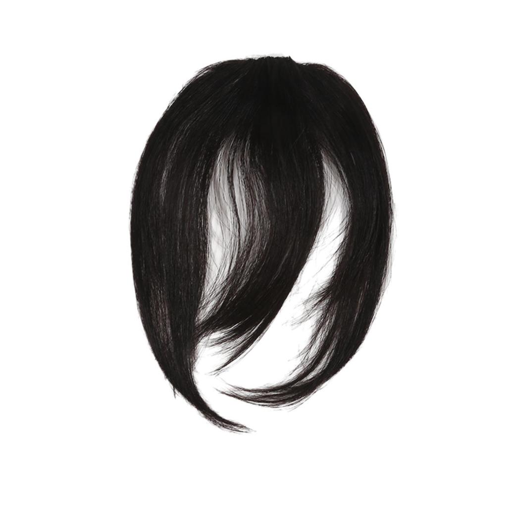 Human Bangs Natural Brown Middle Part Wispy Bang Hair Clip In Bangs Fringe Hairpiece for Women Clip On Air Bang