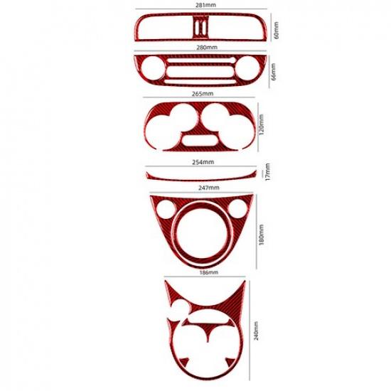 11Pcs Red Carbon Fiber Interior Central Console Cover Trim For Fiat 500 Type A