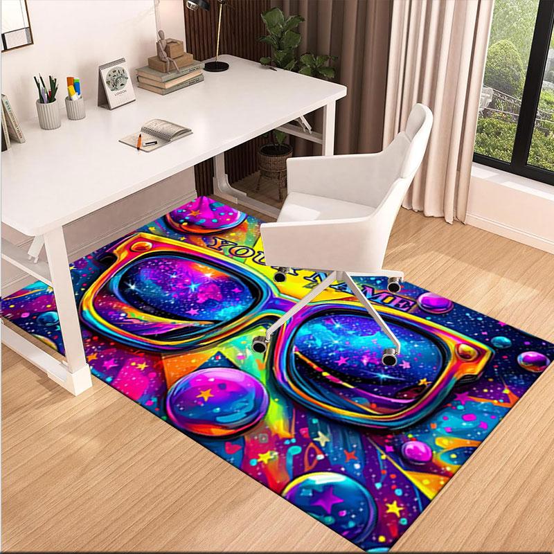 1PC Custom Name Cosmic Glasses Adventure Theme Floor Mat Ideal for Living Room, Game Rooms, Office, Bedroom,Floor Mat Playful Design