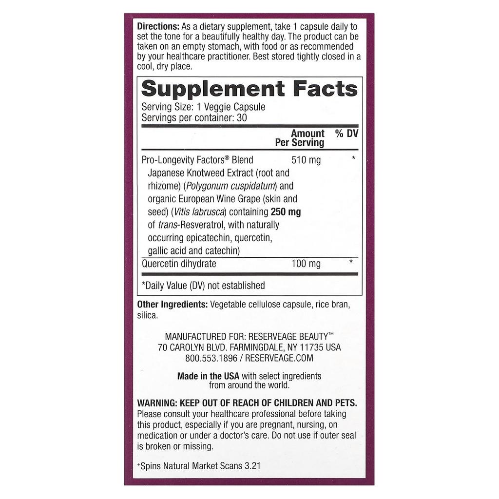 Resveratrol, 250Mg, 30 Veggie Capsules