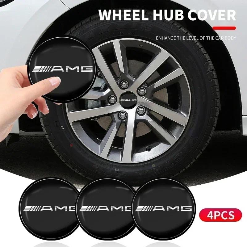 4 ks 56mm Samolepky na středové krytky kol auta Znaky na středové krytky kol Odznaky Nálepky Pro Mercedes Benz AMG GLC GLE GLB W205 W203 W211 W212 W213