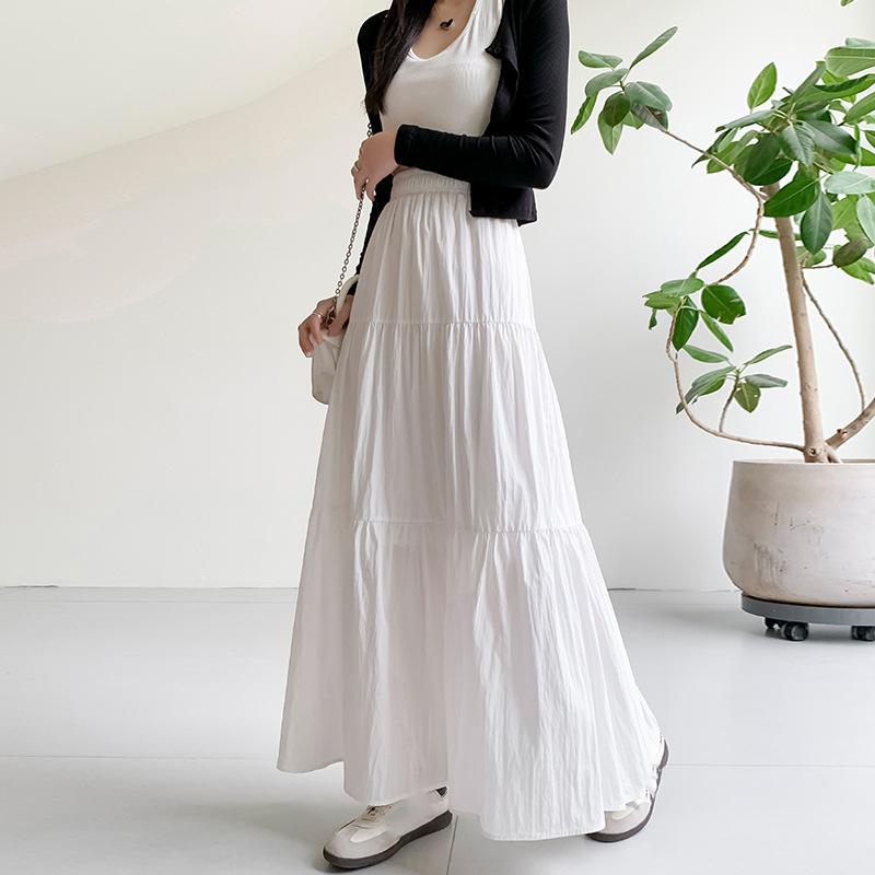 Women's Summer Fashion with High Waist Skirt Loose Thin A Line Version Skirt Pleated Skirt