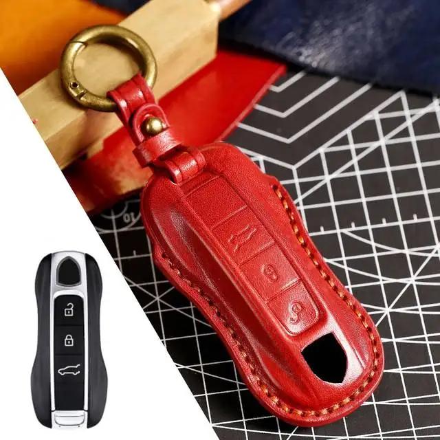 Neue Luxus-Leder Autoschlüsselhülle Abdeckung Schlüsselanhänger Schutzhülle für Porsche Cayenne 718 958 Panamera 911 Macan Schlüsselanhänger Halter Schlüsselanhänger Schale