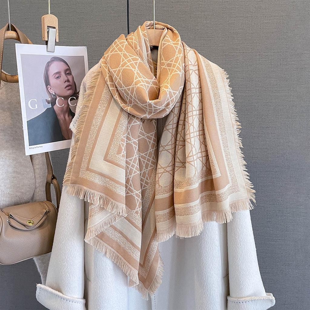 Luxury Warm Scarf For Women Long Tassel Pashmina Shawl Faux Cashmere Warps Autumn Winter High Quality Blanket
