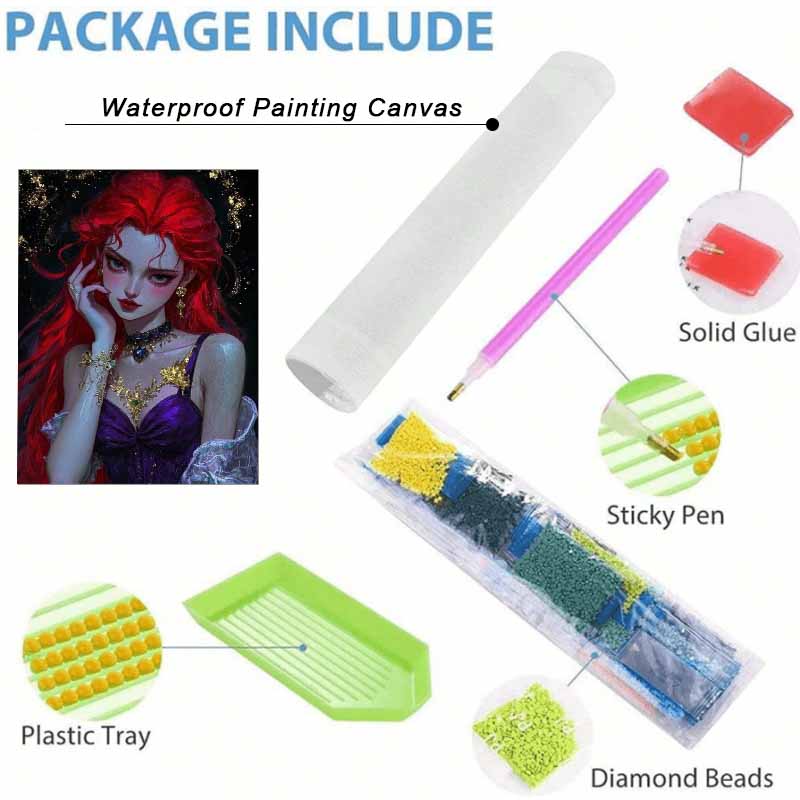 Disney Diamond Painting Set Classic Red Hair Girl Home Decor Craft, Perfect Handmade DIY Gift Idea