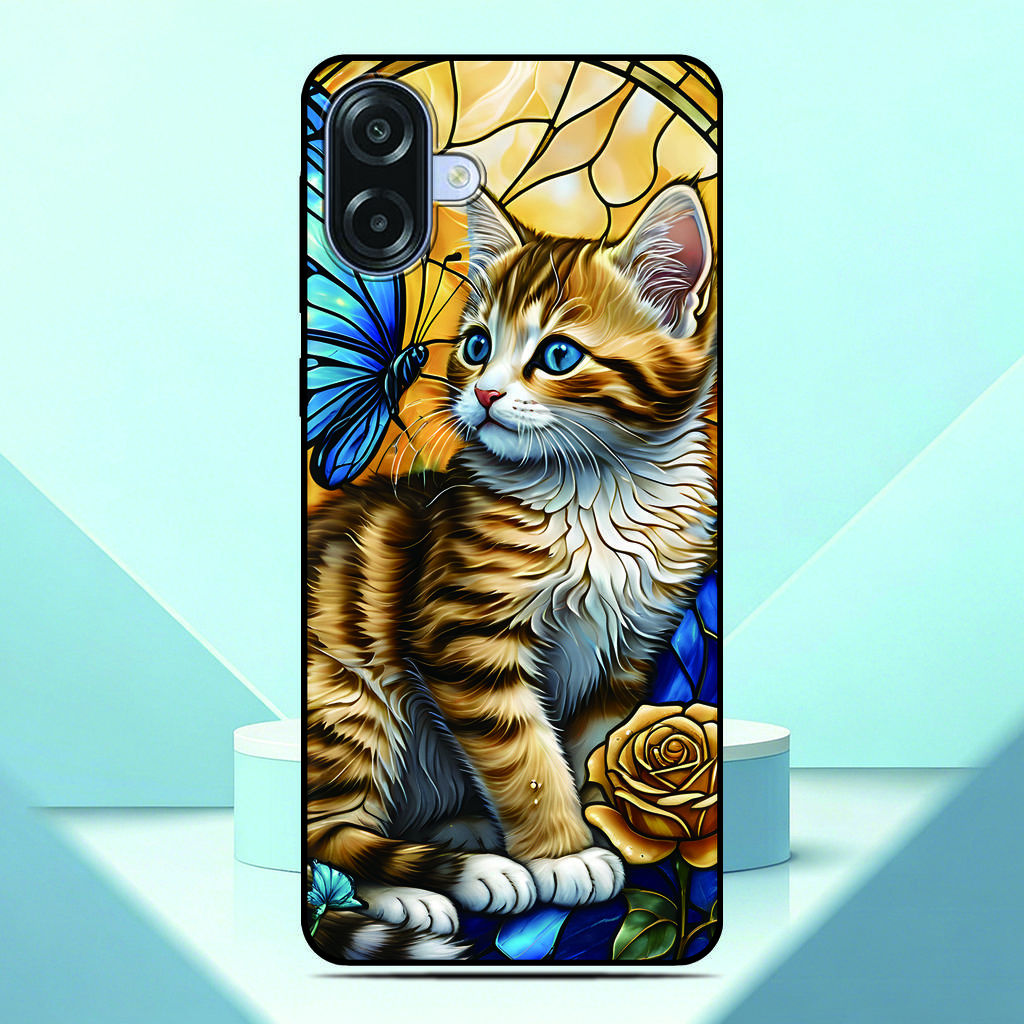 Lovely Kitten Anime Phone Case For Samsung Galaxy A07 4G Painted TPU Black Back Cover A 07 Soft Silicone Protective Fundas