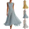 Damen ärmelloses Midi-Kleid im Polka-Dot-Stil, elegant, A-Linie, Fit and Flare, leichtes Sommerkleid für den täglichen Gebrauch