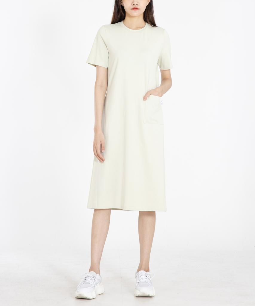 RAW TO RAW Wrd023 Fine Cotton Pocket Dress (Pig Green)