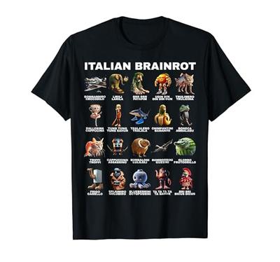 ITALSKÝ BRAINROT Vtipné italské brainrotové memové tričko s postavičkou