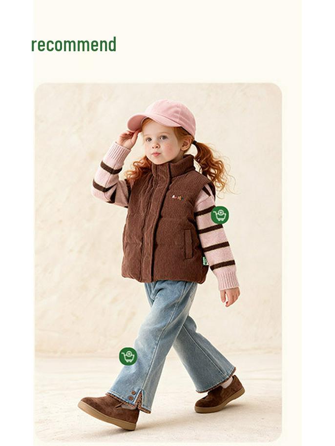 2025 Winter Kids' Thickened Corduroy Down Vest - Versatile and Warm for Boys and Girls